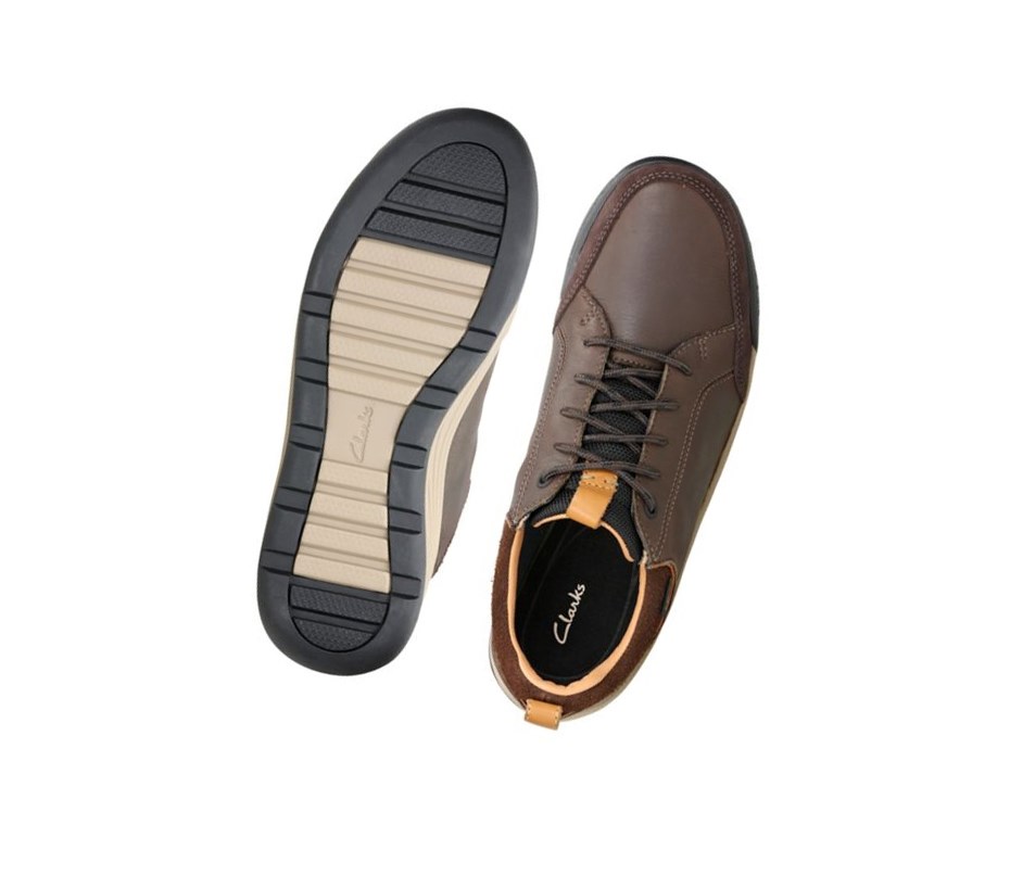 Homme Baskets Décontractées Clarks Ashcombe Bay Gore-tex Cuir Marron Foncé - france AOL-82380593