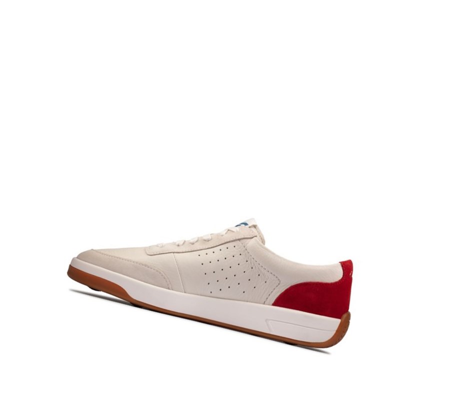 Homme Baskets Décontractées Clarks Hero Air Dentelle Blanche Rouge - france UVH-48088583