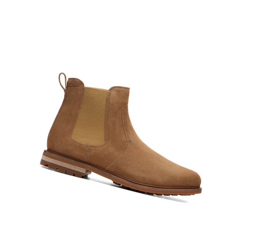 Homme Bottines Chelsea Clarks Foxwell Top Daim Marron - france LOJ-91656784