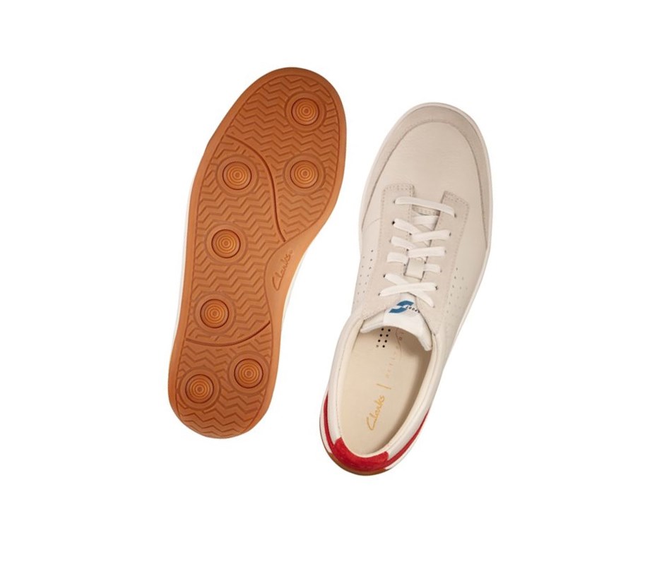 Homme Baskets Décontractées Clarks Hero Air Dentelle Blanche Rouge - france UVH-48088583