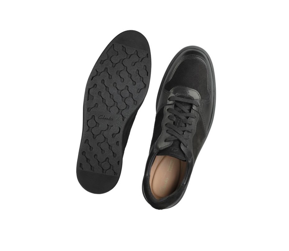 Homme Baskets Décontractées Clarks Hero Jump Daim Noir - france AVB-54742381