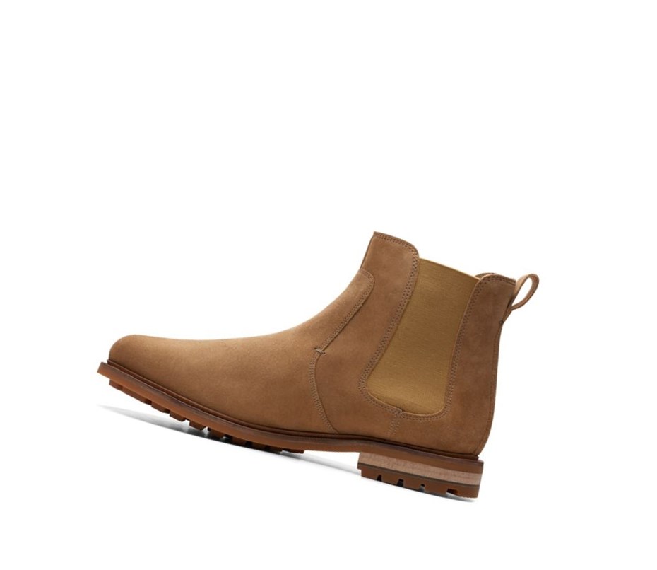 Homme Bottines Chelsea Clarks Foxwell Top Daim Marron - france LOJ-91656784