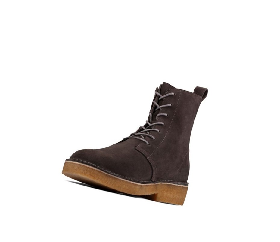 Homme Bottes Du Désert Clarks Mali 2 Cuir Grise Foncé - france LZF-38393053