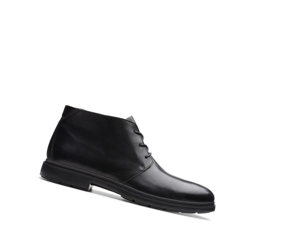 Homme Bottes Du Désert Clarks Un Tailor Mid Cuir Noir - france NXY-71454179