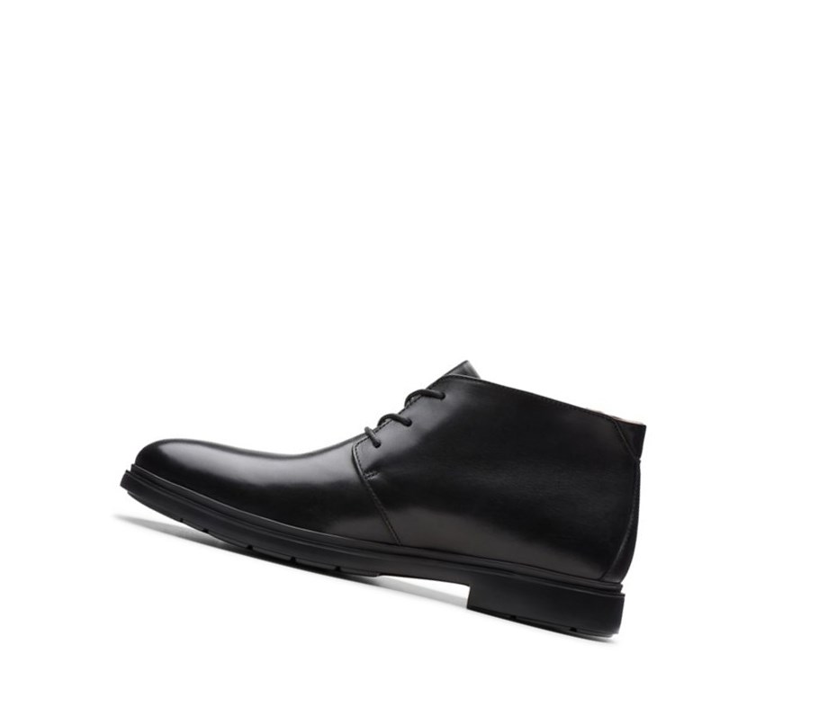 Homme Bottes Du Désert Clarks Un Tailor Mid Cuir Noir - france NXY-71454179