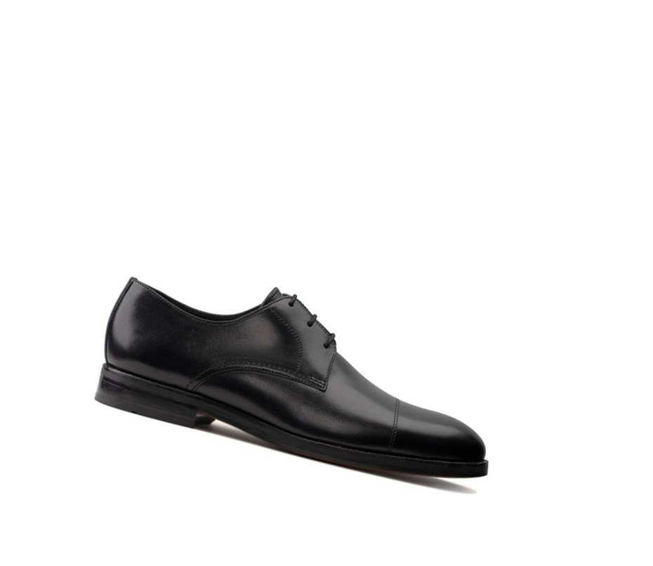 Homme Chaussures Cuir Clarks Oliver Cap Cuir Larges Fit Noir - france SXW-26893370