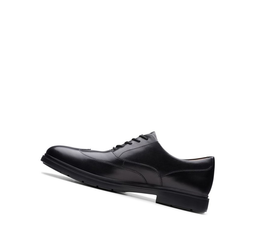 Homme Chaussures Habillées Clarks Un Tailor Wing Cuir Noir - france HIV-90030420