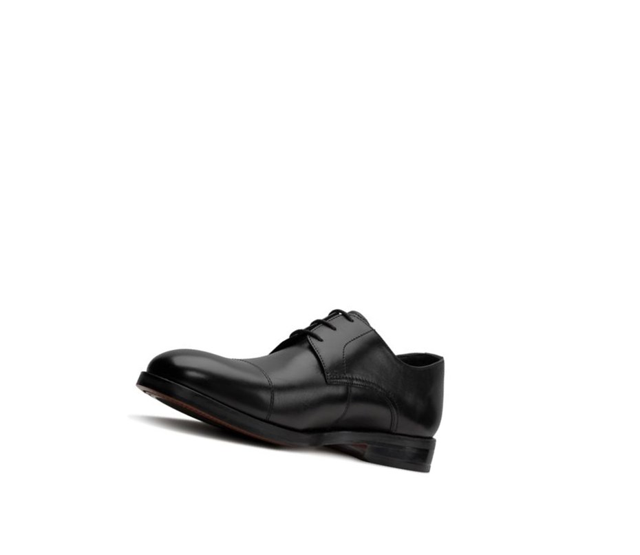 Homme Chaussures Cuir Clarks Oliver Cap Cuir Larges Fit Noir - france SXW-26893370