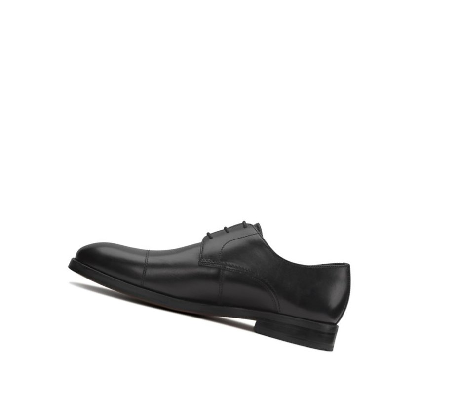 Homme Chaussures Cuir Clarks Oliver Cap Cuir Larges Fit Noir - france SXW-26893370