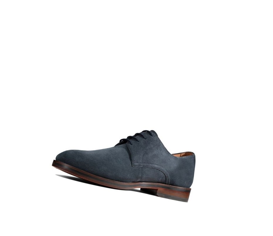 Homme Chaussures Cuir Clarks Oliver Dentelle Daim Larges Fit Bleu Marine - france FWS-54581027