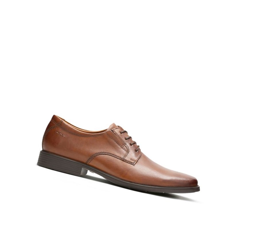 Homme Chaussures Cuir Clarks Tilden Plain Cuir Larges Fit Marron Foncé - france LAG-45740573