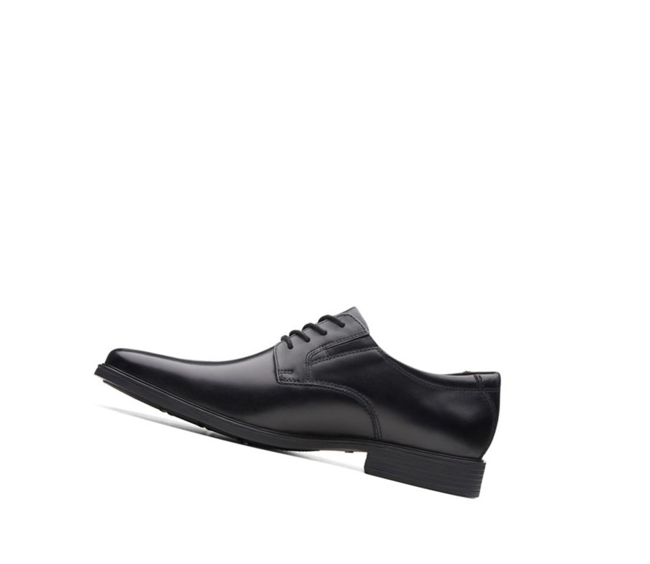 Homme Chaussures Cuir Clarks Tilden Plain Cuir Larges Fit Noir - france FUE-83375883