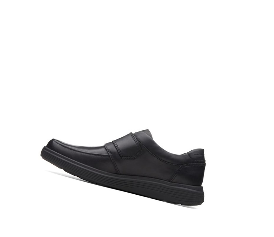 Homme Chaussures Cuir Clarks Un Abode Brides Cuir Larges Fit Noir - france OBA-71687713