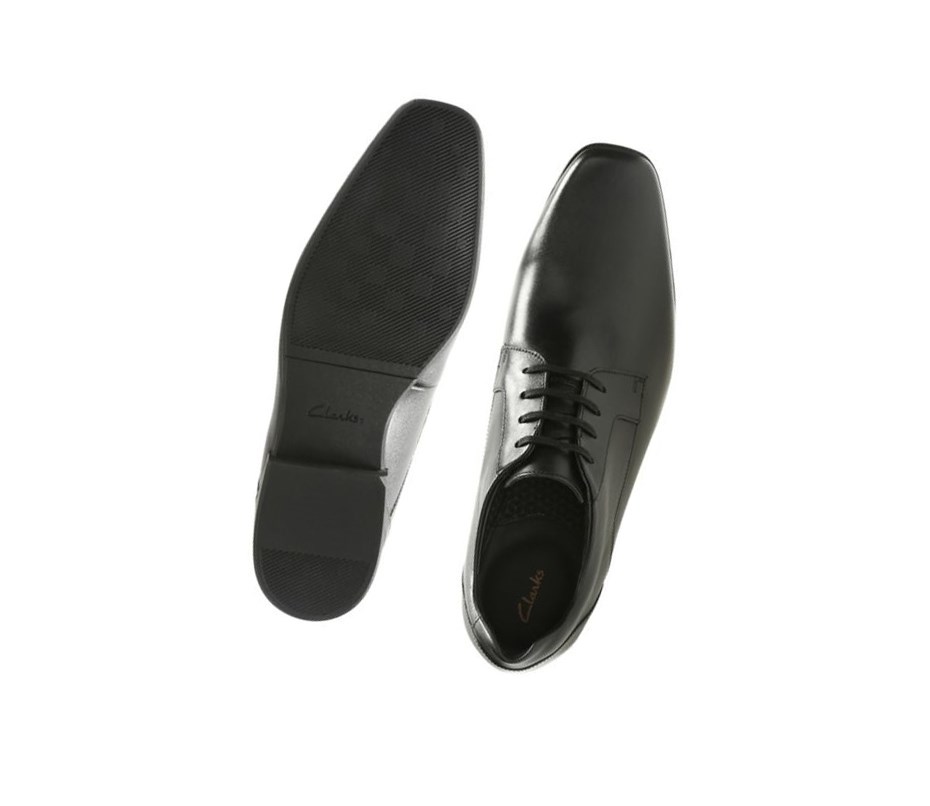 Homme Chaussures Cuir Clarks Glement Dentelle Cuir Noir - france JLU-43769543