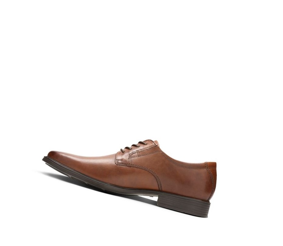 Homme Chaussures Cuir Clarks Tilden Plain Cuir Marron Foncé - france SAA-26586036