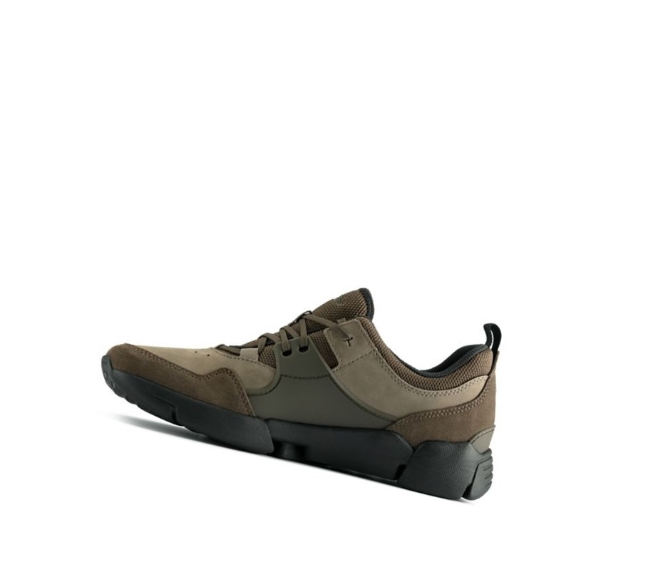 Homme Chaussures Cuir Clarks Tri Active Dentelle Cuir Vert Olive Foncé - france JBH-79992674