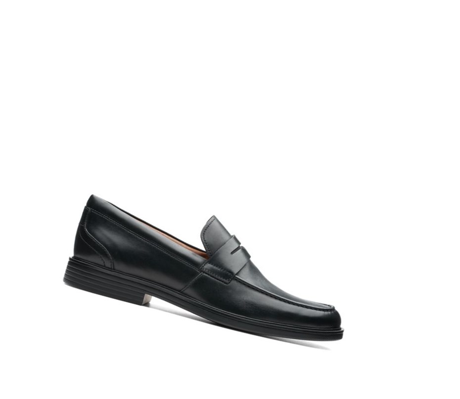 Homme Loafers Clarks Un Aldric Step Cuir Noir - france EOH-29826859