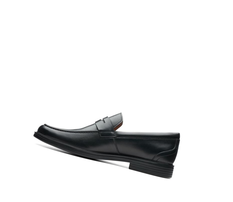 Homme Loafers Clarks Un Aldric Step Cuir Noir - france EOH-29826859