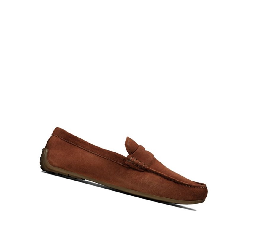 Homme Slip On & Loafers Clarks Reazor Penny Daim Marron - france WEP-27088630