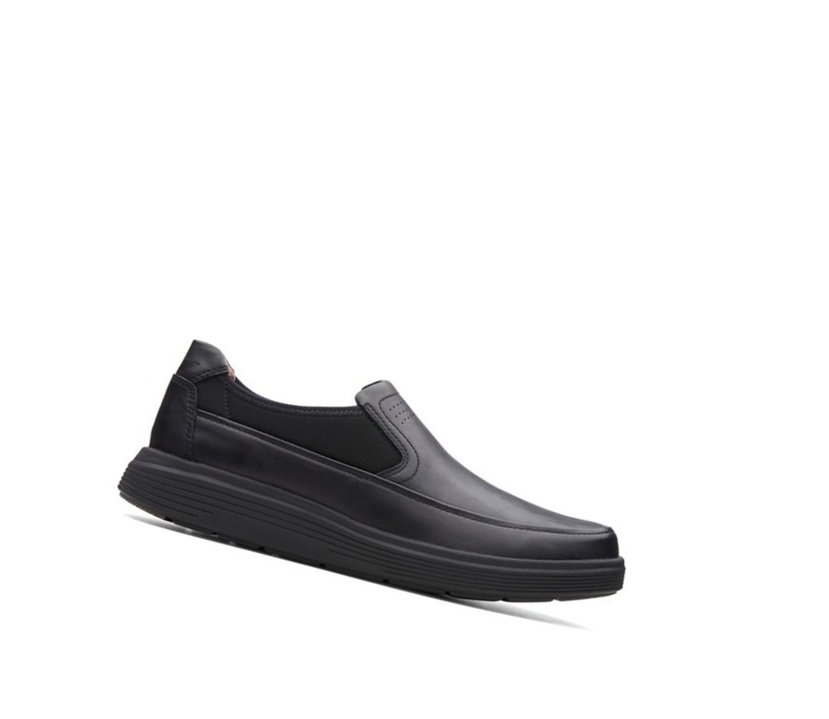 Homme Chaussures Slip On Clarks Un Abode Go Cuir Larges Fit Noir - france URX-39423192