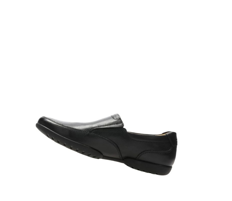 Homme Chaussures Slip On Clarks Recline Free Cuir Larges Fit Noir - france DIW-04825366