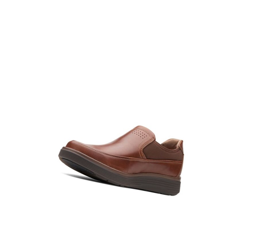 Homme Chaussures Slip On Clarks Un Abode Go Cuir Larges Fit Marron Foncé - france EFL-85520825