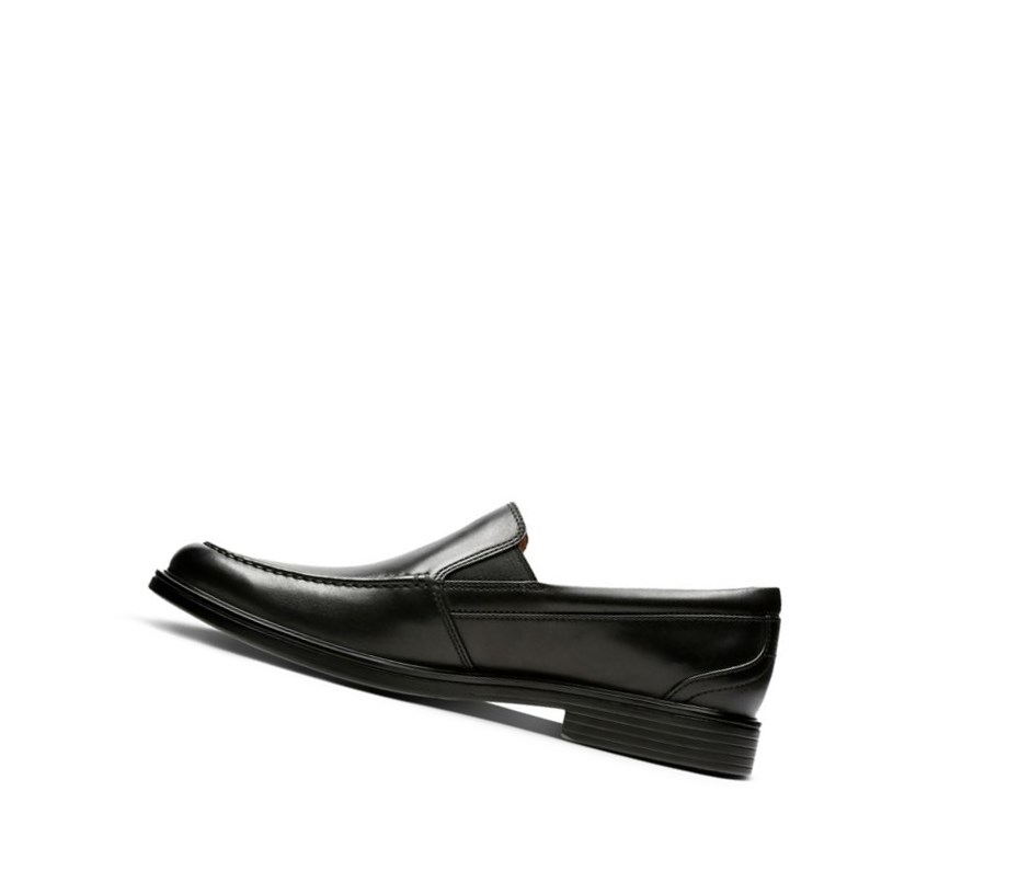 Homme Chaussures Slip On Clarks Un Aldric Slip Cuir Larges Fit Noir - france SDL-51671298