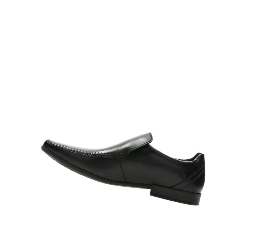 Homme Chaussures Slip On Clarks Glement Seam Cuir Noir - france UEM-65143051