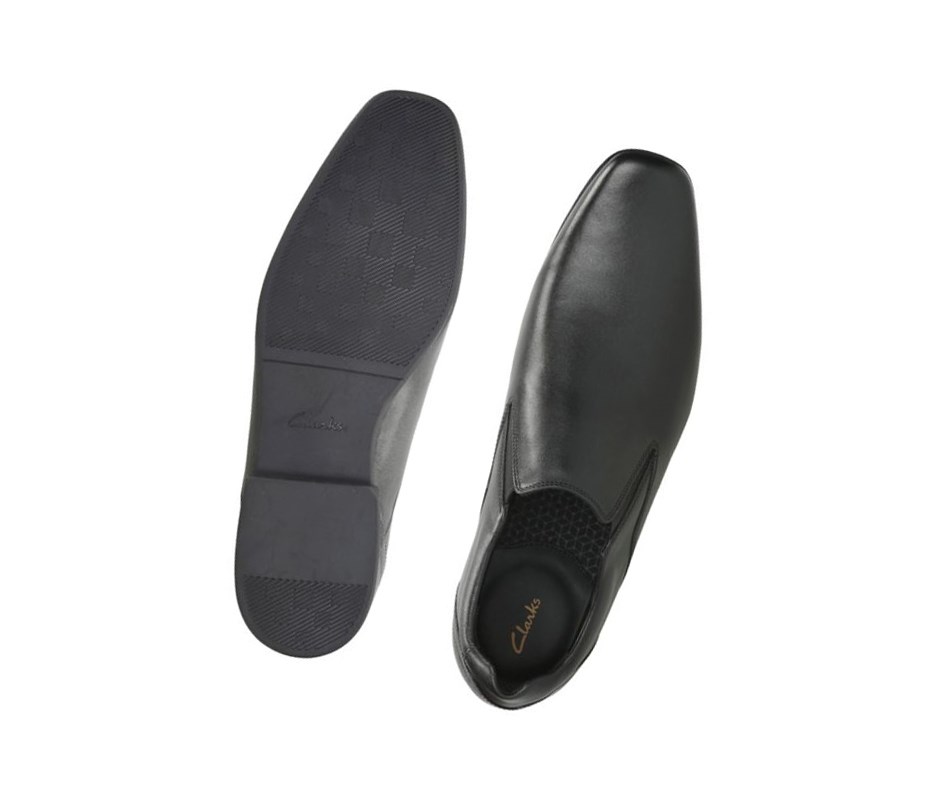 Homme Chaussures Slip On Clarks Glement Slip Cuir Noir - france PZC-35531947