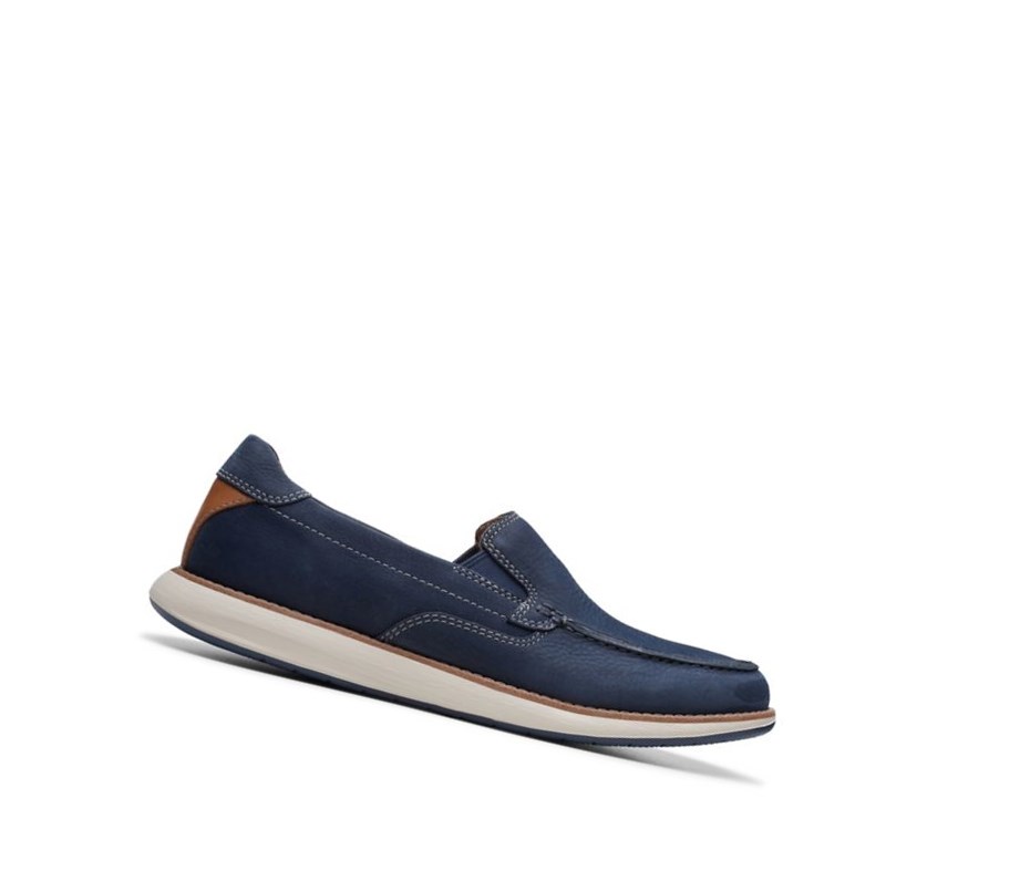 Homme Chaussures Slip On Clarks Un Pilot Step Nubuck Cuir Bleu Marine - france KOB-37235522