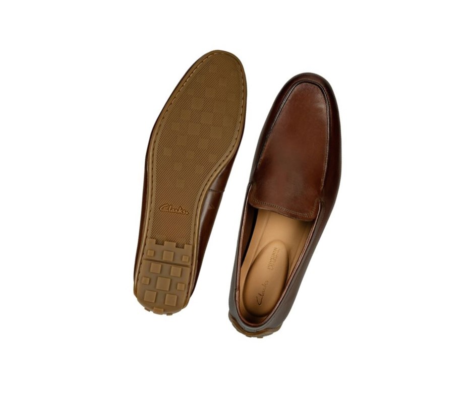 Homme Chaussures Slip On Clarks Reazor Plain Cuir Marron - france MTU-49933893