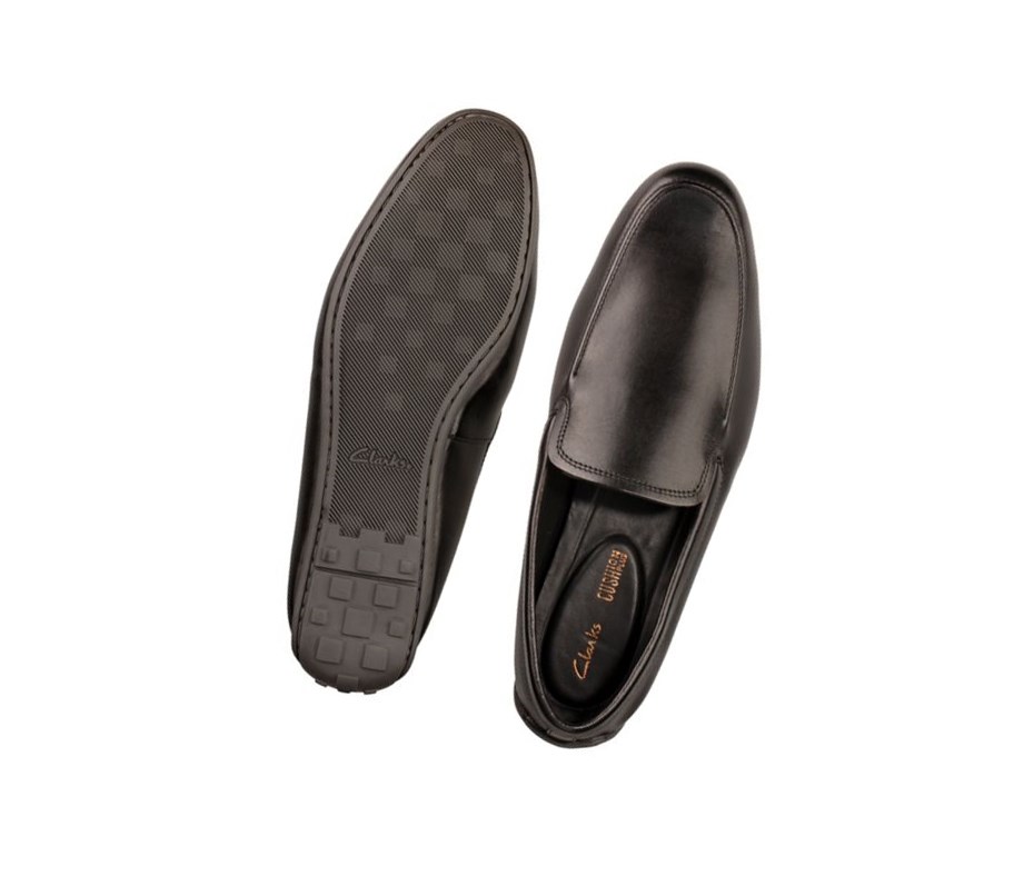 Homme Chaussures Slip On Clarks Reazor Plain Cuir Noir - france YCK-79942452