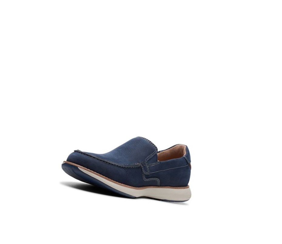 Homme Chaussures Slip On Clarks Un Pilot Step Nubuck Cuir Bleu Marine - france KOB-37235522