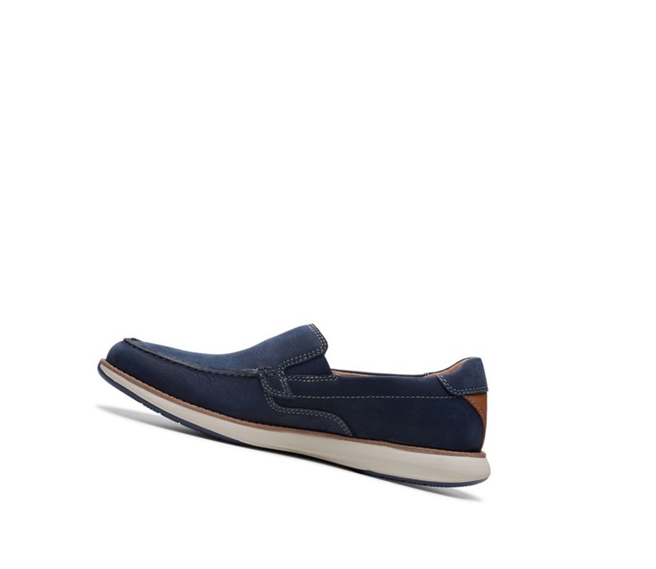 Homme Chaussures Slip On Clarks Un Pilot Step Nubuck Cuir Bleu Marine - france KOB-37235522