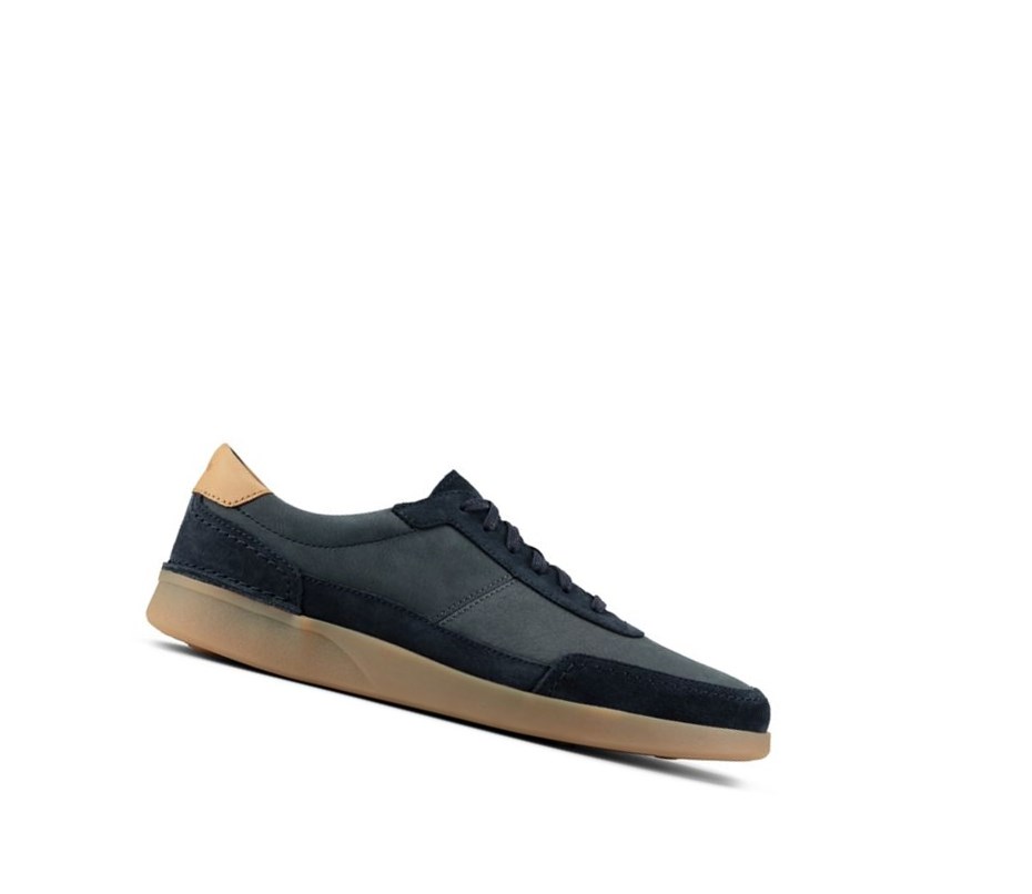 Homme Baskets Clarks Oakland Run Daim Bleu Marine - france QKZ-36485534