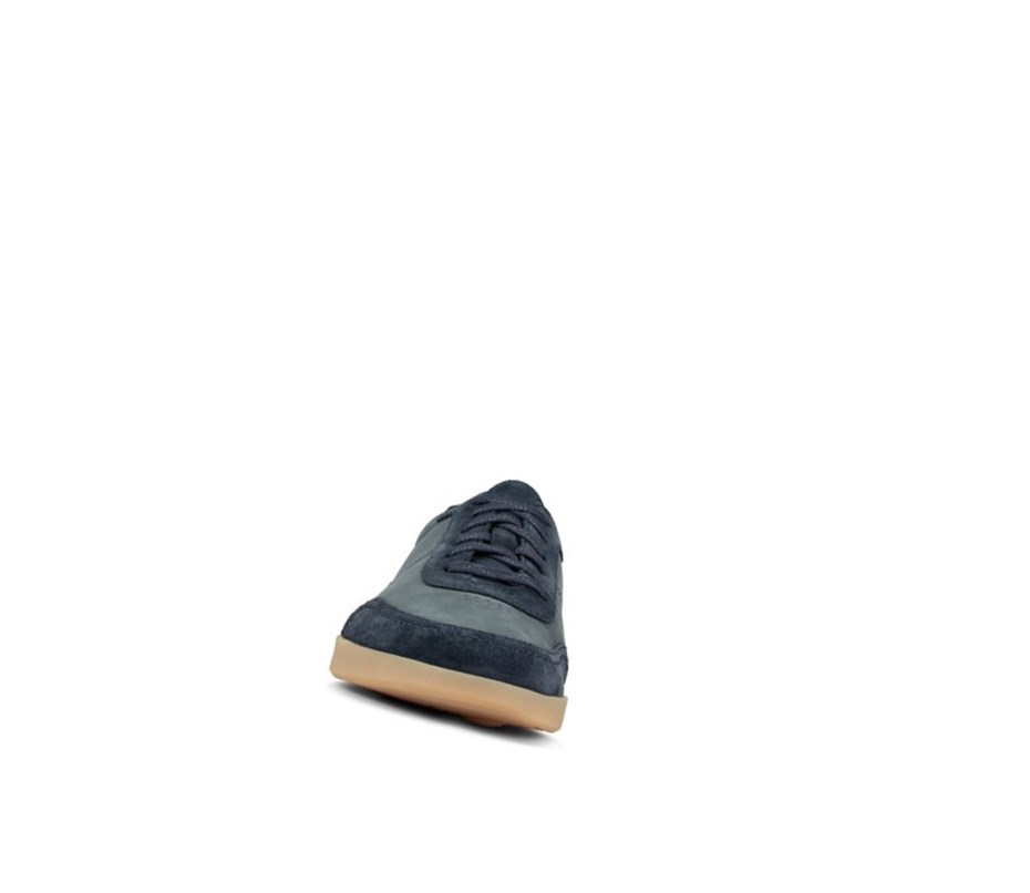 Homme Baskets Clarks Oakland Run Daim Bleu Marine - france QKZ-36485534