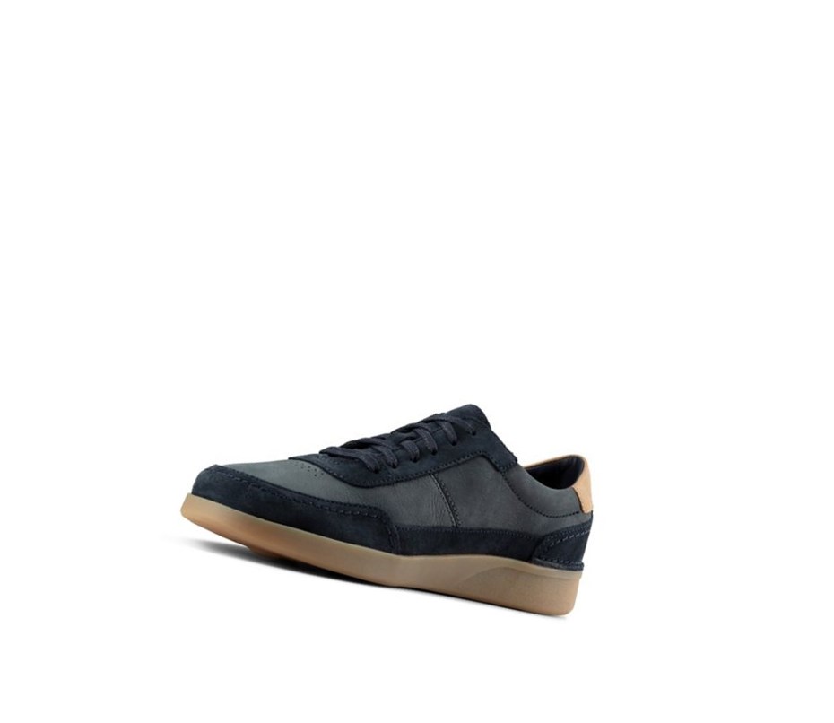 Homme Baskets Clarks Oakland Run Daim Bleu Marine - france QKZ-36485534