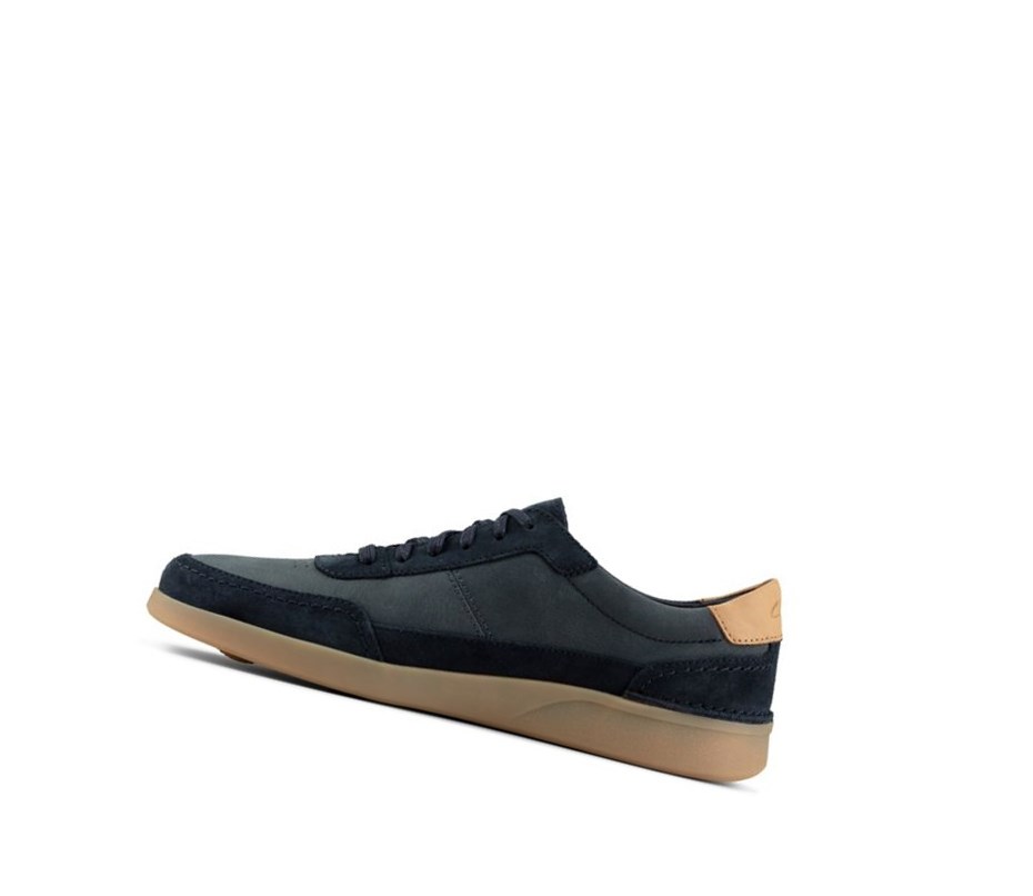 Homme Baskets Clarks Oakland Run Daim Bleu Marine - france QKZ-36485534