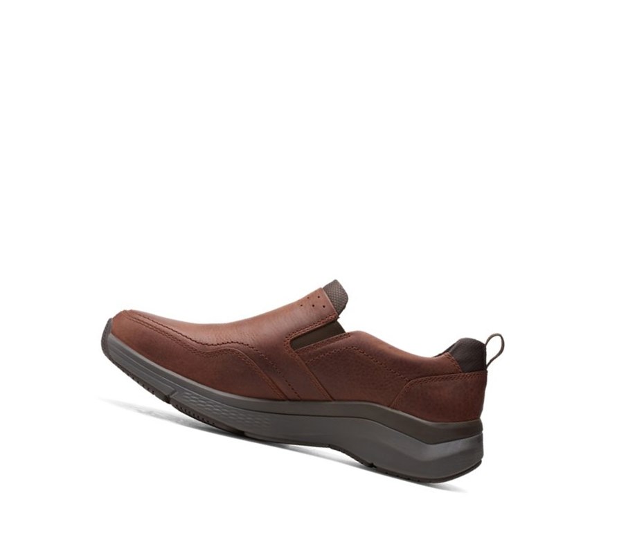 Homme Baskets Clarks Wave 2.0 Edge Oily Cuir Marron - france ADQ-60968487