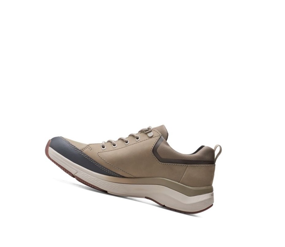 Homme Baskets Clarks Wave 2.0 Vibe Nubuck Cuir Vert Olive - france NNT-07907386