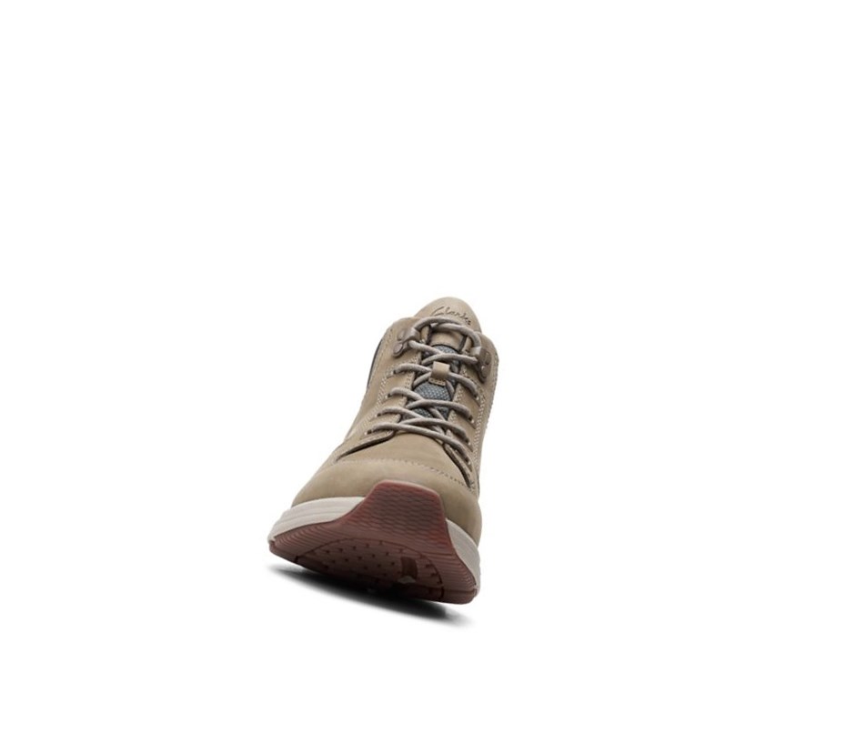 Homme Chaussures de Marche Clarks Wave2.0 Hi Textile Vert Olive - france BEI-47427763