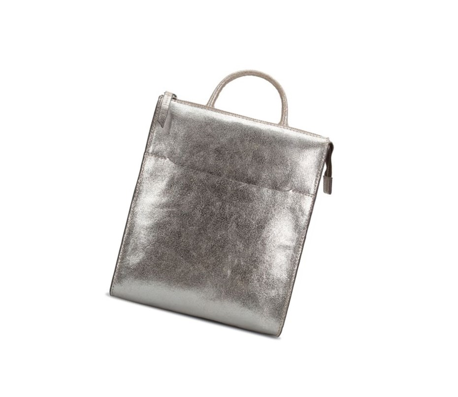 Femme Sacs à Dos Clarks The Hayle Small Cuir Argent - france VUT-73951255