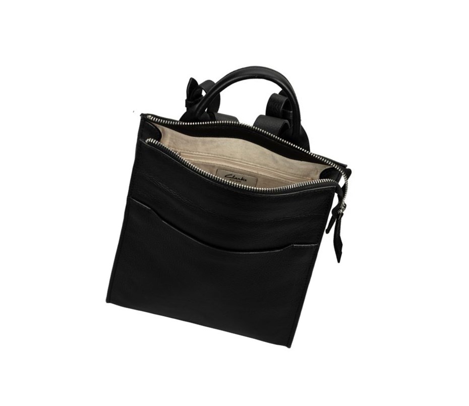 Femme Sacs à Dos Clarks The Hayle Small Cuir Noir - france TRT-55493809