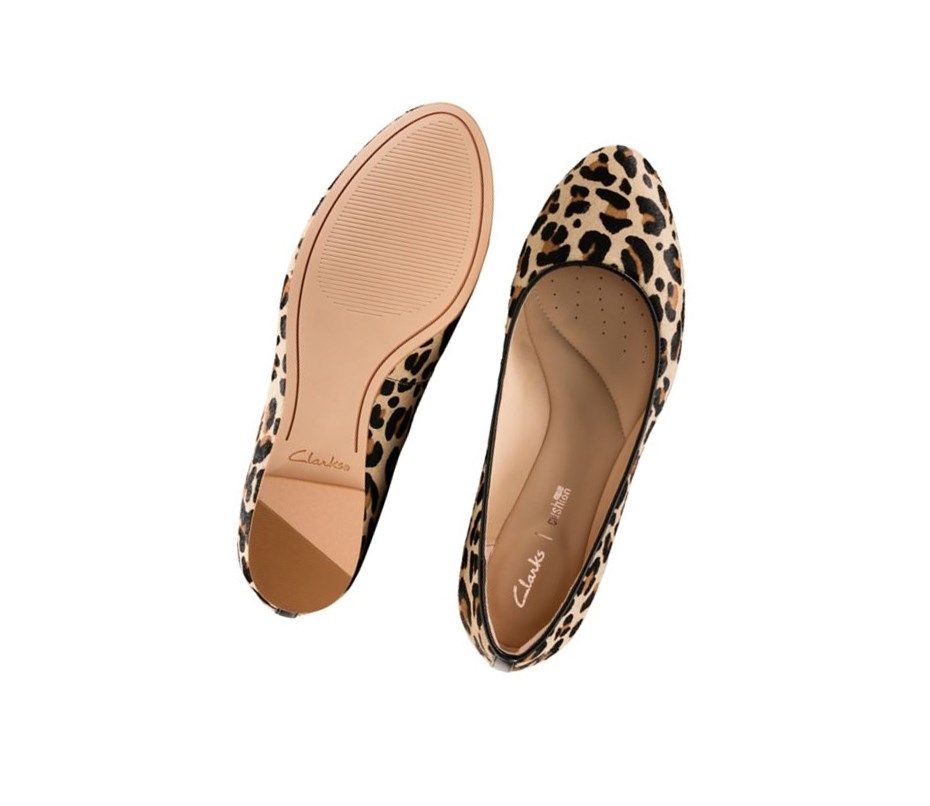 Femme Ballerine Clarks Grace Piper Print Cuir Leopard - france LJP-10474816