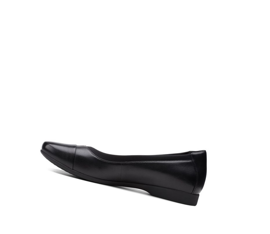 Femme Ballerine Clarks Un Darcey Cap 2 Cuir Noir - france ZGL-88423906