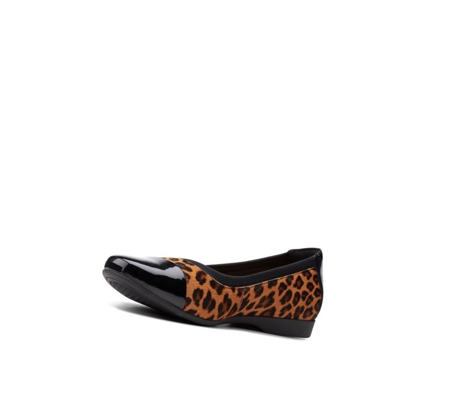 Femme Ballerine Clarks Un Darcey Cap 2 Print Pony Cuir Leopard - france SAS-04533383