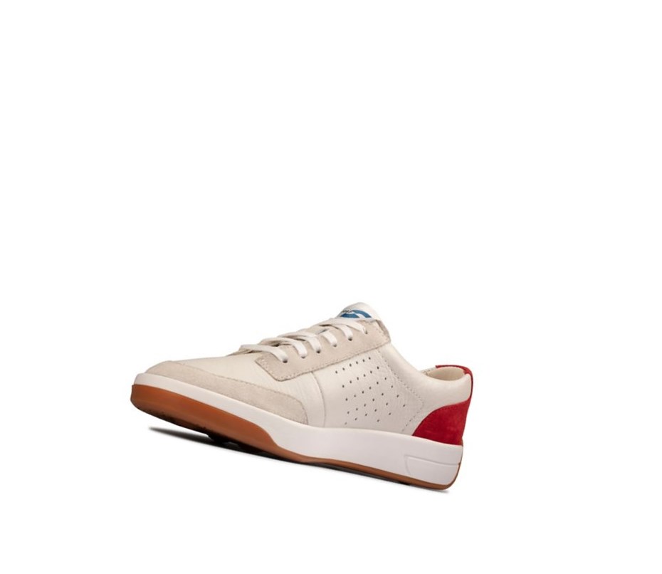 Femme Baskets Décontractées Clarks Hero Air Dentelle Blanche Rouge - france FAU-35918320