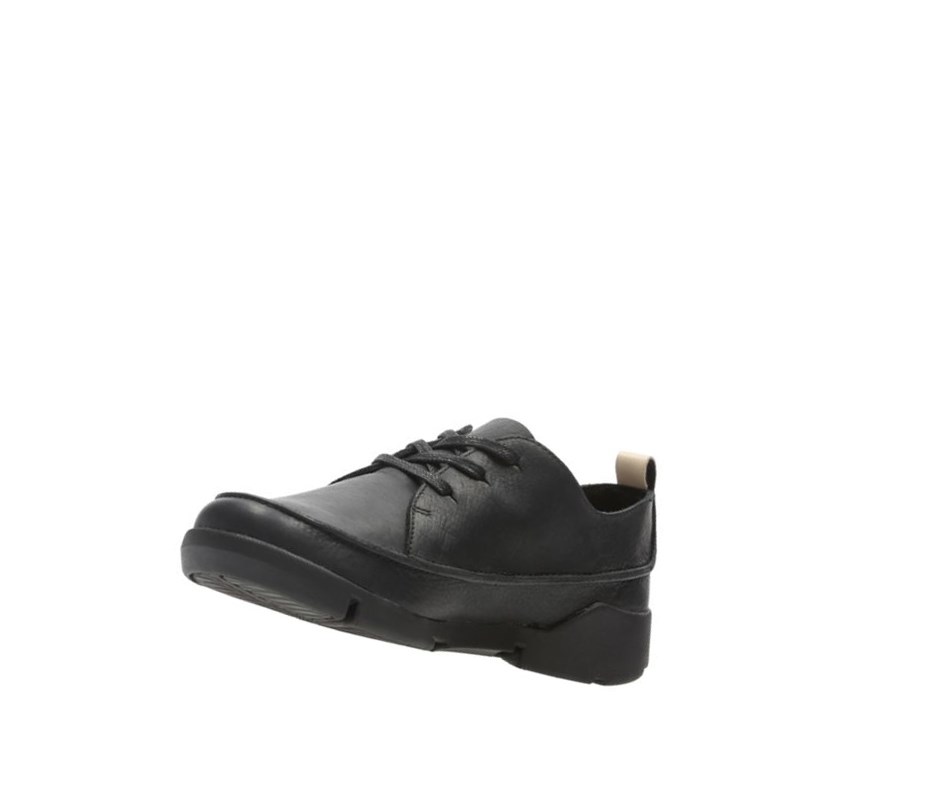 Femme Baskets Décontractées Clarks Tri Clara Cuir Noir - france QVJ-19040162