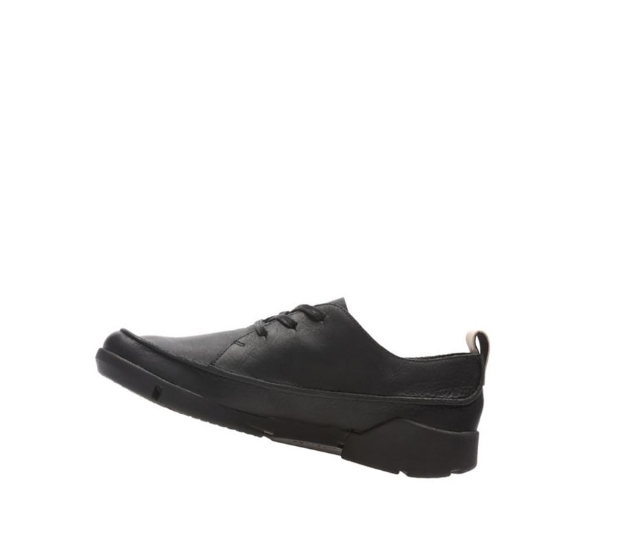 Femme Baskets Décontractées Clarks Tri Clara Cuir Noir - france QVJ-19040162