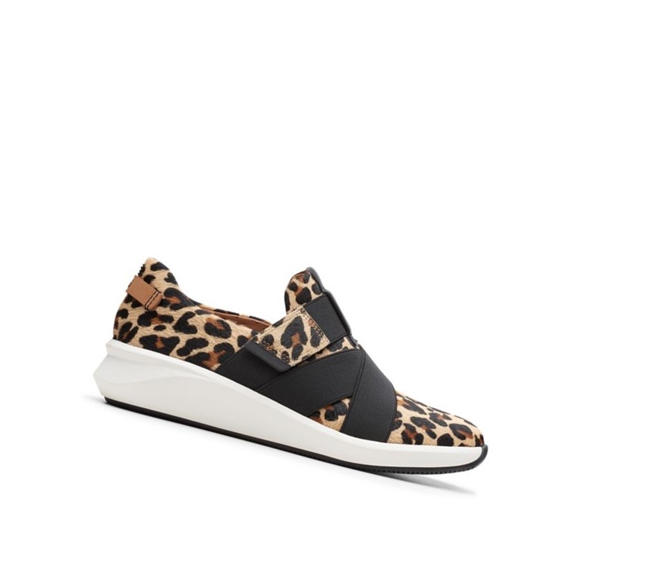 Femme Baskets Décontractées Clarks Un Rio Brides Print Pony Cuir Leopard - france VGL-28213471